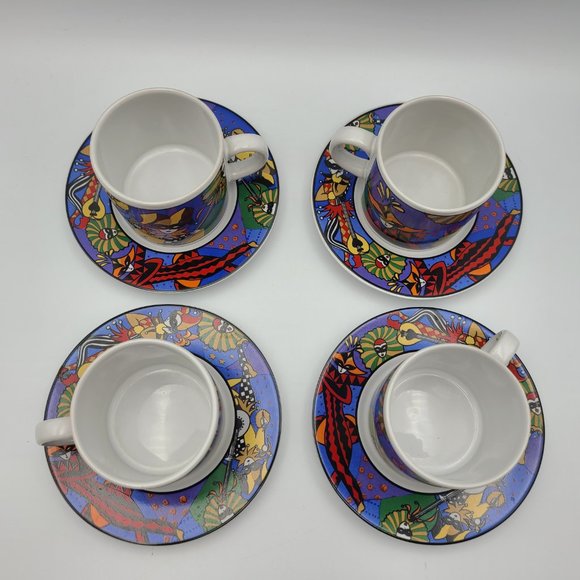 Sakura Verona 1993 Espresso Cup & Saucers Set by Sue Zipkin - Picture 2 of 10